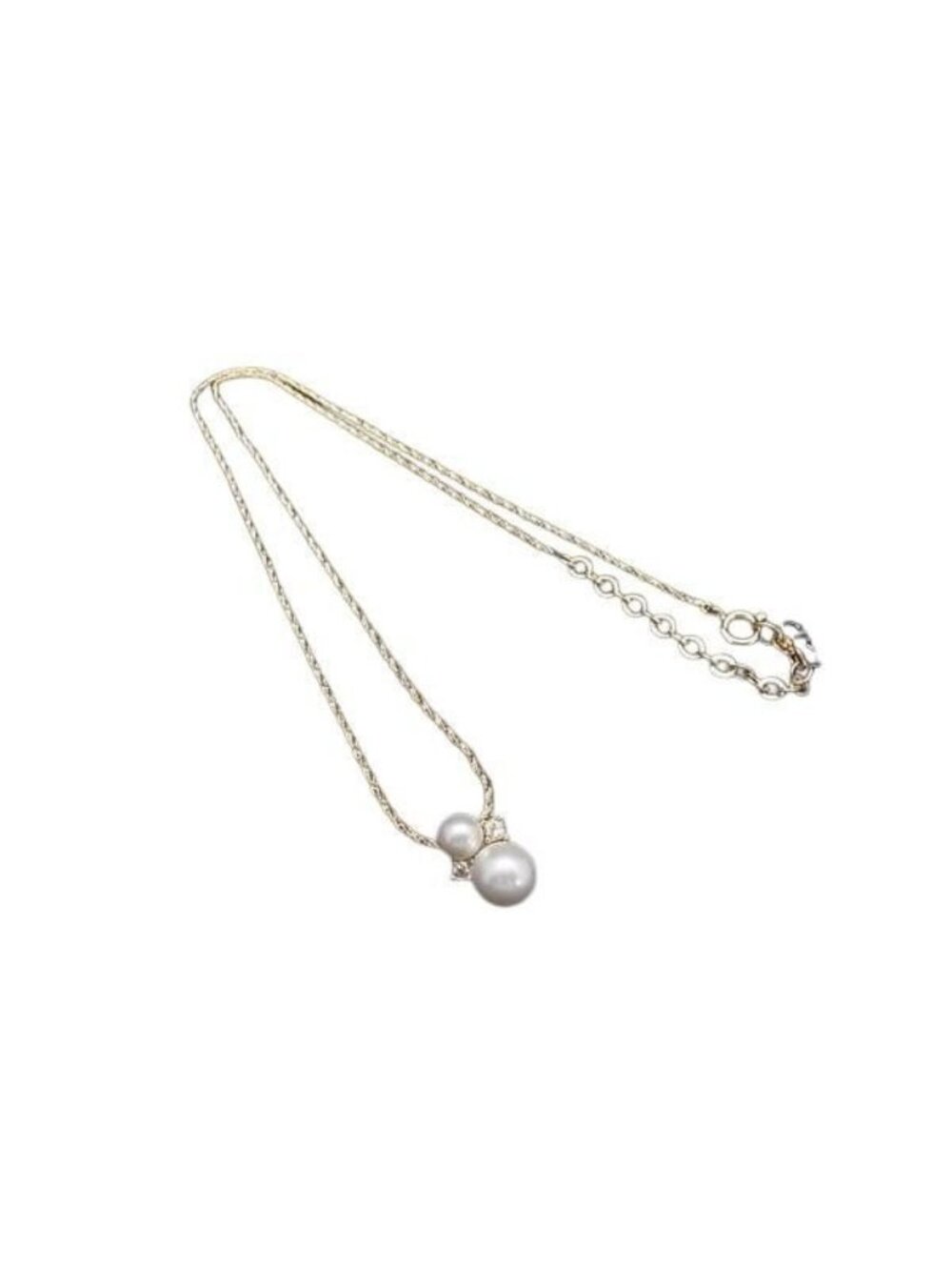 Dior Necklace Gold Metal Faux Pearl Rhinestone
